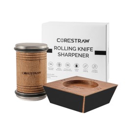 CoreStraw Rolling Knife Sharpener Kit – Multi-Angle Kitchen Knife Sharpening Tool for Razor Sharp Edges – Diamond Roller Sharpener with Magnetic Base – 15, 17, 20, & 22 Degrees