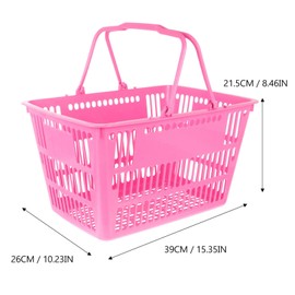 Scicalife Mall Shopping Basket, Merchandise Storage Basket, Plastic Basket with Handles, Picnic Basket for Kids, Portable Shopping Basket Set for Retail Store (Rosy 16L)