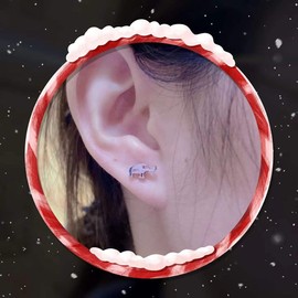 Cute Elephant Lip Tongue Studs for Women Men Unisex Tiny Animal Flat Back Screw Cartilage Barbell Labret Stud Earrings Lovely Jewelry Gift Hypoallergenic (Silver)
