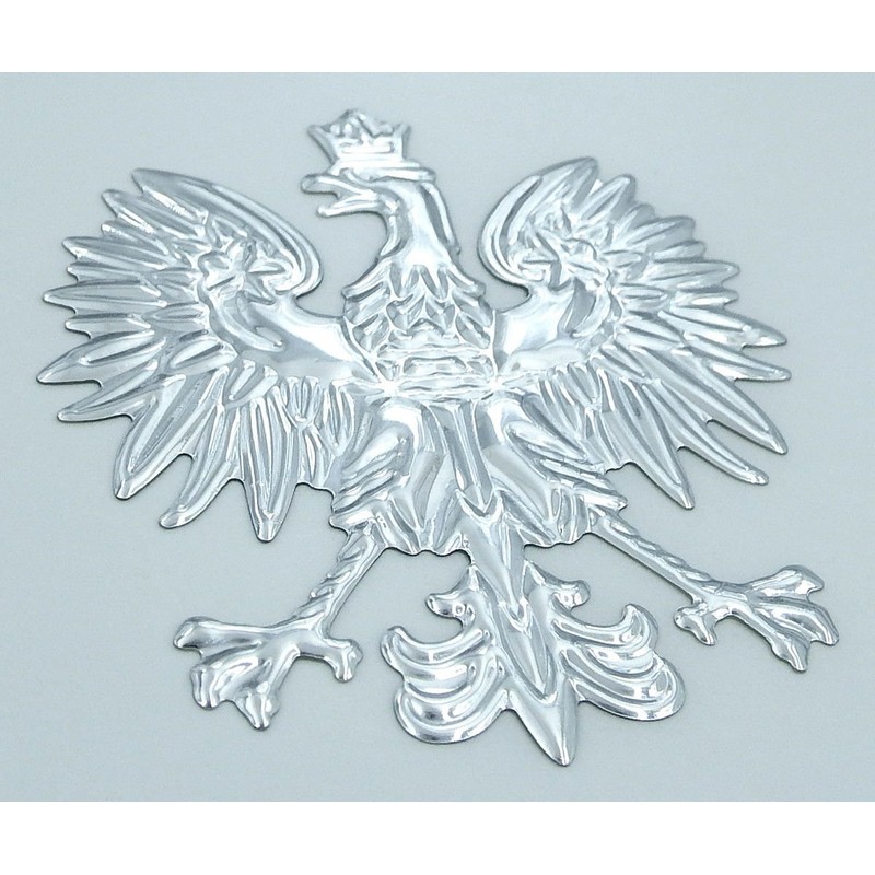 Poland, Polish Eagle Chrome Silver Finish Decal Emblem 3D Sticker