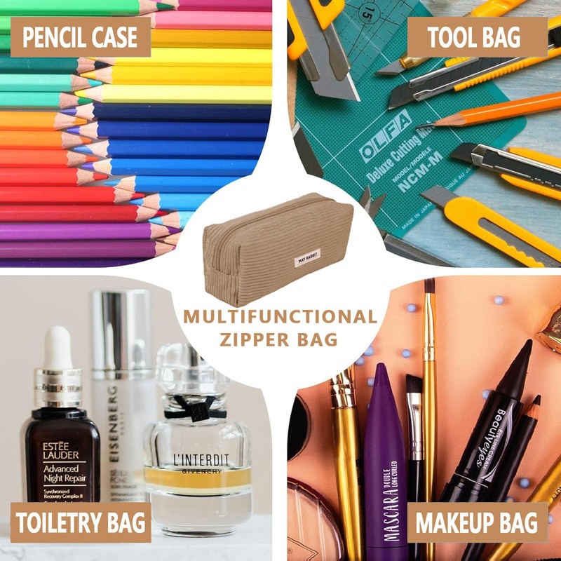 YALiya Corduroy Fabric Pencil Case Portable Storage Bag Pencil Case