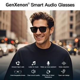 Smart Sunglasses for Men Women, Bluetooth 5.4 Audio Glasses, Polarised Interchangeable Lenses, IP68 Waterproof, UV400，Open Ear with Mic & Speakers, Noise Cancelling, for Sports Outdoor Activities(B)