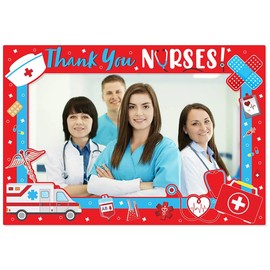 mdgfge Nurse Day Thank You Nurses Photo Booth Props Frame Nurse Selfie Photo Booth Props for Graduation Party Photography Posing Photo Backdrop Decorations Supplies