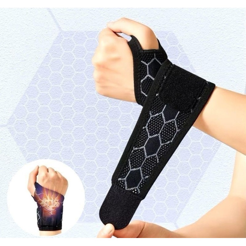 LUVILS Sports Honeycomb Wrist Support Breathable Elastic Band Black Right