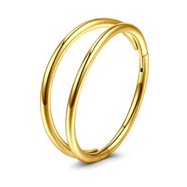 VFUN 16G 316L Stainless Steel Hinged Clicker Ring Septum Nose Piercing Anilli Woman Man CZ Inlaid Ball Piercing Ear Cartilage Helix 8-10 mm, Stainless Steel,Alloy Steel