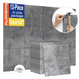 【Soundproofing PRO】12 Pack 1/8 inch Thick Mass Loaded Vinyl Soundproofing Pads【Feel like Added A Wall】Easy to Install(Equip Nails), High Surface Density(1.25lbs/sqft) MLV Insulation Sound Proof Pads