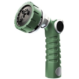 RESTMO Heavy Duty Hose Nozzle, Metal Garden Water Hose Sprayer with 7 Watering Patterns, Thumb Control, On Off Valve, High Pressure Nozzle Sprayer for Watering Plants, Car and Pet Washing, Green