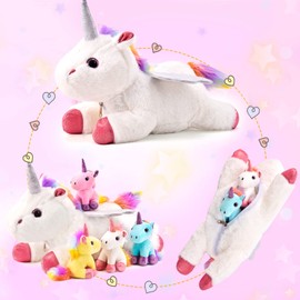 Tacobear Unicorn Cuddly Toy Unicorn Gifts for Girls Unicorn Toy Unicorn Mum with Babies Unicorn Horse Plush Toy Unicorn Toy Gift for Children Girls 3 4 5 6 7 8 Years
