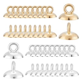 SUNNYCLUE 1 Box 200Pcs 2 Colors Bead Cap Pendant Bails Plastic Round Bails Clasp Dangle Charm Bead Pendant Connector Findings for DIY Globe Glass Bubble Pendants Earring Necklace Making