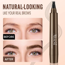 AWROSE Eyebrow Pencil, 3D Waterproof Microblading Eyebrow Pen 4 Fork Tip Tattoo Pencil, Precise Natural Magic Eye Brow Pen with Hair Like Strokes, 4 Points Multi-Used Eye Brow Pencils for Women/Men