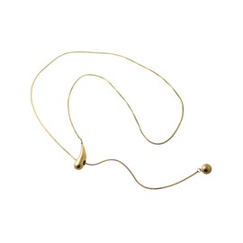 Vingtaine TC105 Teardrop Motif Y-Shaped Long Necklace, Hypoallergenic, Stainless Steel, Gold Bracelet, Stylish, Stainless Steel