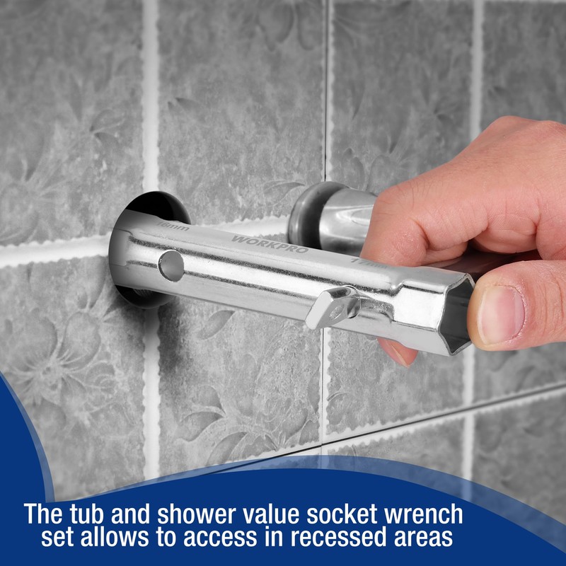 WORKPRO 9-Piece Shower Valve Socket Wrench Set with Bar Handle,