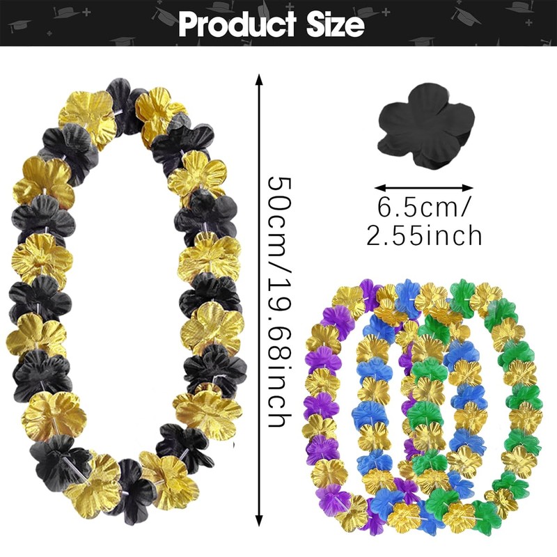 20Pcs Graduation Hawaii Leis, Generic Floral Garland Lei, 50 Inches,