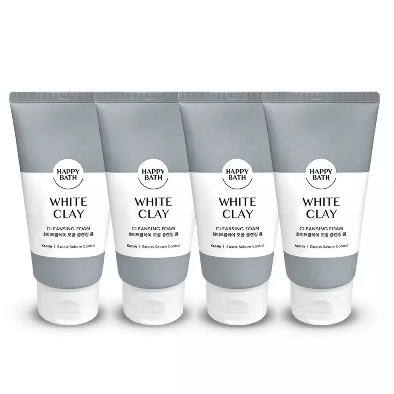 Happybath 해피바스 화이트 클레이 모공 클렌징 폼 150g 4개 Happy
