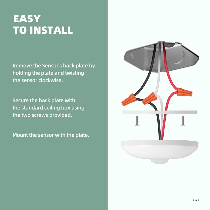 ECOELER PIR Ceiling Sensor Switch, Hard-Wired Occupancy Motion Sensor with