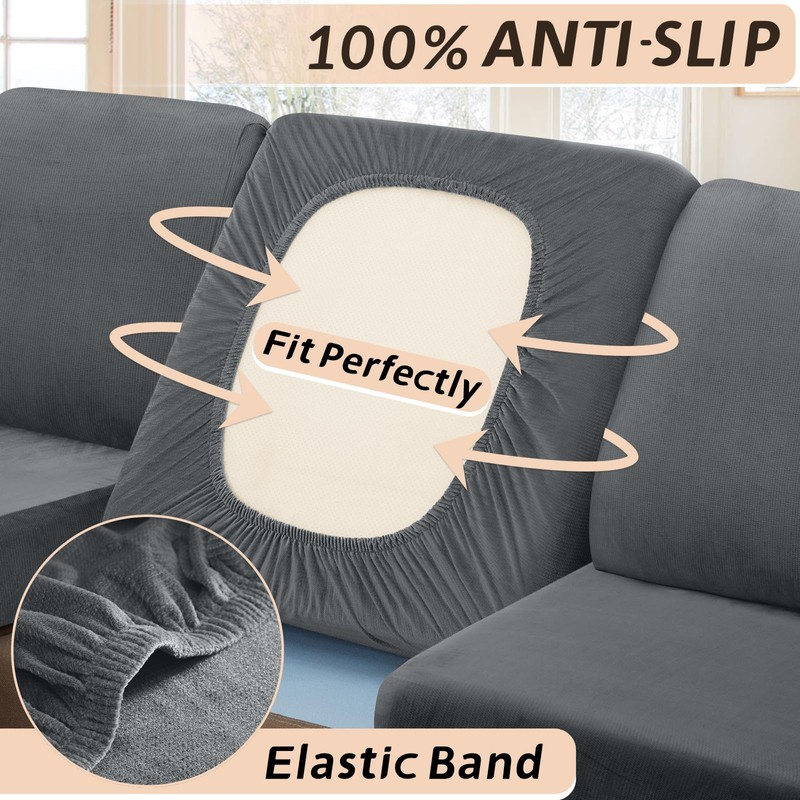 Arfntevss Velvet Sectional Couch Covers L Shape 5 Seat Couch