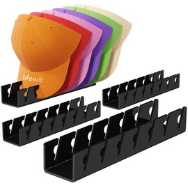 Lifewit 4 Pack Baseball Cap Holder, Acrylic Hat Organiser, Hat Racks and Stand for Baseball Caps Storage and Display for Closet, Bedroom, Dressing Room, Black