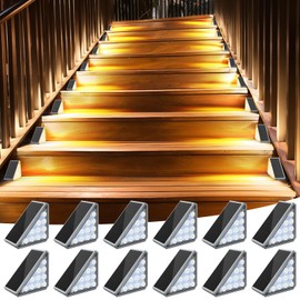 AUDLES 12 Pack Solar Stair Lights Outdoor Stair Lights with Waterproof IP67 LED Solar Light for Outside Light Decor for Deck, Front Step, Front Porch, Patio, Garden and Backyard