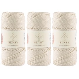 3 Skeins of Sensy Premium 1.5mm 164 Yards Polyester Rope 100% Polypropylene Cord Macrame Cord 1.5mm Crochet Bag Cord Macrame Rope Crochet Thread Gift for Knitter (Ecru)