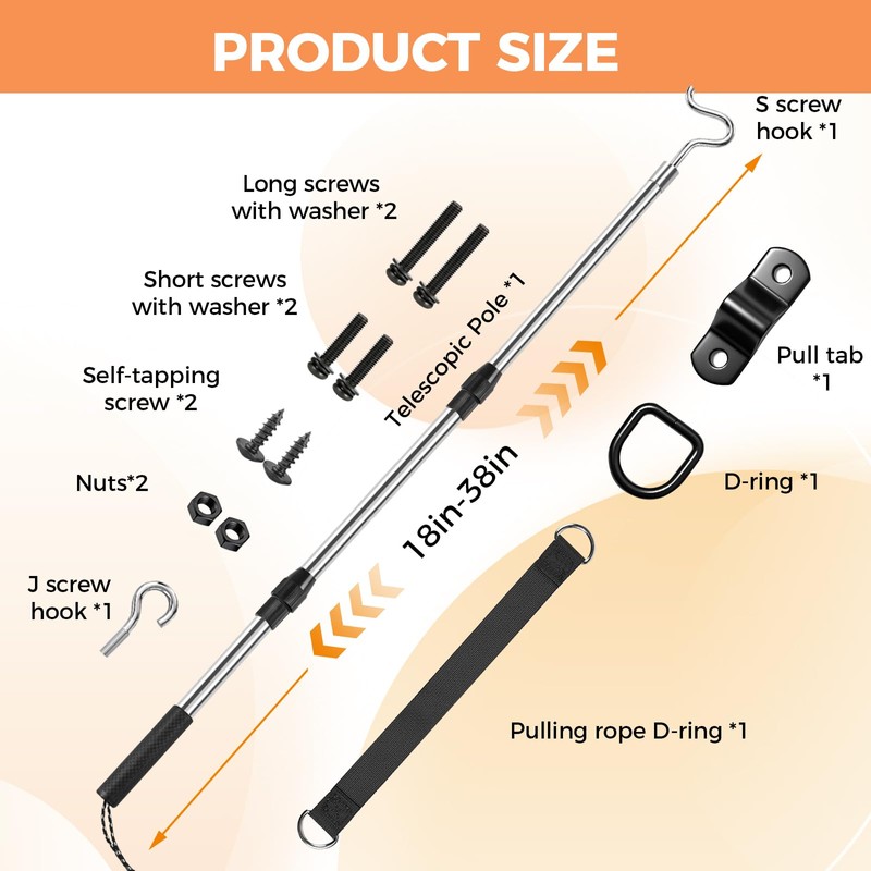 Attic Ladder Pull Down System Telescoping Pole Clothes Hook Pole