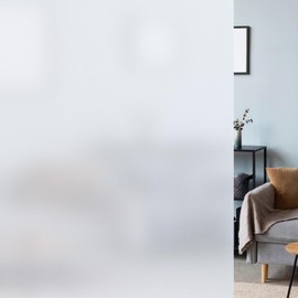 LUTE Window Privacy Film, Frosted Glass Window Film for Bathroom, Static Cling Removable Heat Control Window Coverings, Non Adhesive Opaque Door Sticker for Home Office (Pure, 23.6" x 118.1")