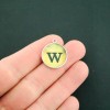 Unbranded 4 Letter w Alphabet Cabochon Charms Antique Silver Tone With Glass - SC6890