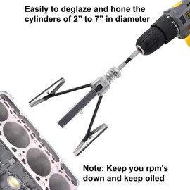 YOTOO Engine Cylinder Hone Tool Adjustable Deglazer 2"-7" Diameter 4" Long Stones 220 Grit