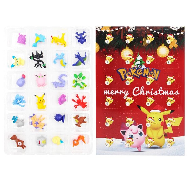 RioRand Christmas Advent Calendar 2023,24 Days Christmas Countdown Calendar Blind Box with 24PCS Character Cartoon Decorative Toys for Boys Girls and Adults (A-Red)