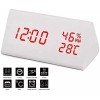 AJC Reloj Despertador Digital Madera Minimalista Led Sensor Voz