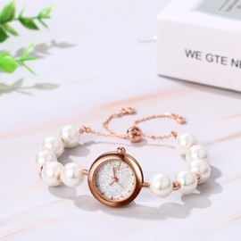 Women's Pearl Bracelet Square Watch Cute: Analog Display Waterproof Fashionable Pearl Bangle Watch Fashion Watch Women's Accessories - Birthday Anniversary Christmas Valentine's Day Gift for Her