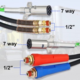 boeray 3 in 1 15 Ft Length Wrap Heavy Duty 7 Way Truck Tractor Trailer Rig Electric Cable Wrap Cord ABS & Air Line Hose Assembly with Aluminum Emergency Universal Glad Hands and Anodized Glad Handle