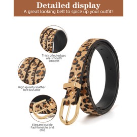 Miss Danger Womens Leopard Print Leather Belts Elegant Single Pin Buckle Waist Belt Fashion Belt Pants Jeans Dresses (BT315, 2.5 cm, L)