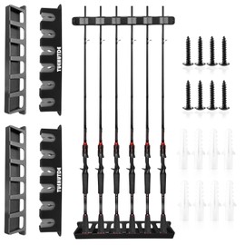 Fishing Rod Holders, Vertical Pole Holders Rod Rack Wall Mount Fishing Pole Rack for Garage Room, Boats,Ceiling, RV- 6 Poles,2 Pair with Screws