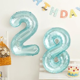 Blue 5 Number Balloons-40 Inch Giant Helium Balloons Foil Mylar Big Number Balloons for 50th Birthday Party Decorations (9)