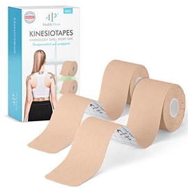 Health Press Kinesiology Tapes, 2 Kinesiology Tape Rolls, Skin Colour + Skin Colour (5 cm x 5 m) Kinesiology Tape, Professional Physio Tape and Sports Tape, Skin-Friendly Tapes, Dermatest: Very Good