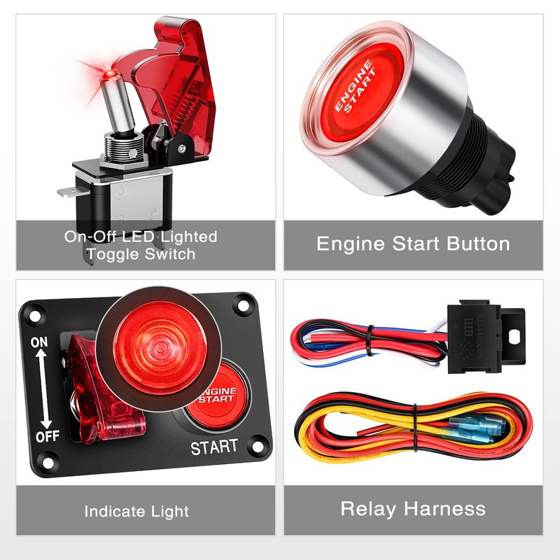 Nilight Ignition Switch Panel 12V 2 in 1 Rocker with