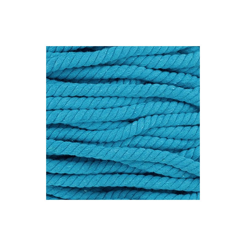 Super Soft 3 Strand Twisted Cotton Rope (Cyan, 1/2 Inch