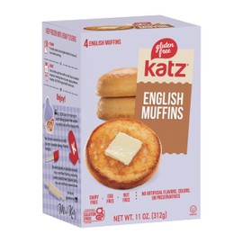 Katz Gluten Free English Muffin Vegan Variety Pack | 2 x Plain, 2 x Cinnamon Raisin | Dairy, Nut and Gluten Free | Kosher (4 Muffins per Pack)