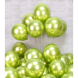 AULE Balloons Green Metallic Helium: Pack of 50 12 Inch Balloons Light Green Balloons Lime Green Latex Birthday Decoration for Birthday Baby Shower Jungle Dinosaur Decoration
