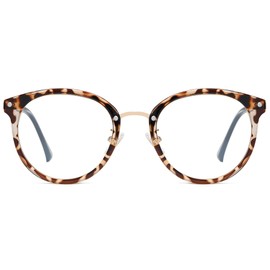 SOJOS Retro Round TR90 Blue Light Reading Glasses Womens Mens Readers Computer Glasses Eyewear Frame SJ9001, Bright Leopard Frame 1.00 x