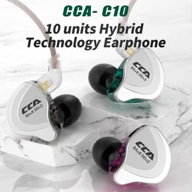 CCA C10 Better in Ear Headphones/Earphones Design HiFi Five Drivers Hybrid (4 Balanced Armature + 1 Dynamic) in-Ear Monitors with Detachable Cable 2pin 0.75mm Gold Plated (Purple Without mic)