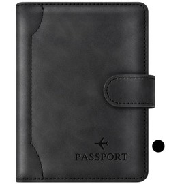 Hivovannn Passport Holder for Travel Essentials, Passport Wallet Cover Travel Accessories with RFID Blocking for Women Men-Black