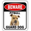 BEWARE PITBULL 2 GUARD DOG Aluminum Composite Outdoor Sign 20"
