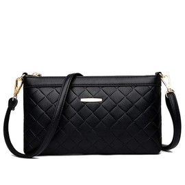 Sunshinejing Small Crossbody Bag for Women Leather Shoulder Bag Lightweight Cell Phone Wallet Wristlet Purse (Black)