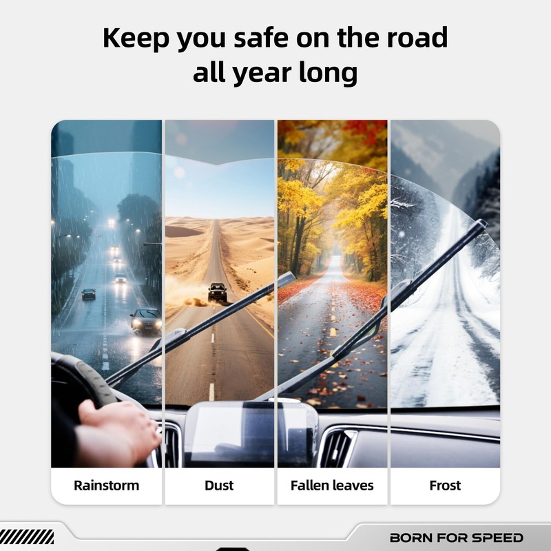 Raidbee® 26"+16" Windshield Wiper Blades with 13" Rear Wiper Blade