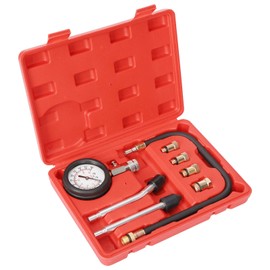 8PCS Compression Tester, Engine Compression Tester kit Professional Petrol Gas Engine Cylinder Pressure Gauge 0-300 PSI Automotive Tool for Motorcycle Car Truck（Red）