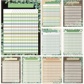 9 PCS Simply Boho Classroom Charts Eucalyptus Classroom Incentive Chart Homework Data Charts Greenery Reward Chores Chart for Kids Behavior Learning School Attendance Homework Progress Tracking Pads