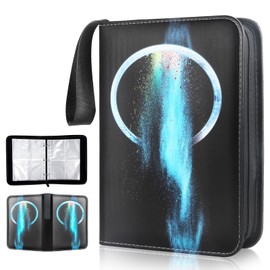 Pafvue Card Binder 4 Pocket Trading Card Binder 400 Pockets Card Holder Collection Organizer with 50 Removable Sleeves and Zipper, Collector Binder for Boys and Girls (Blue Green, 400 Pockets)