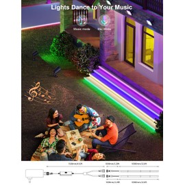 APPECK Outdoor LED Strip Lights Waterproof 65.6ft, RGB+IC WiFi Outdoor Rope Lights Work with Alexa, App Control Smart LED Outdoor Lights, Music Sync Outside Smart Tape Lights for Eave Garden Pool