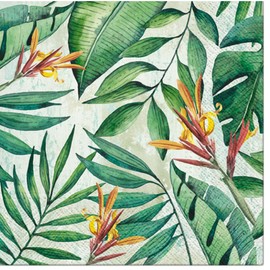 Keep Unique 20-ct 13x13 Paper Tropical Garden Luncheon Decoupage Napkins, 3-Ply Servilletas Printed Garden Cocktail Napkin for Art, Dinner and Party, Disposable Napkins Decor
